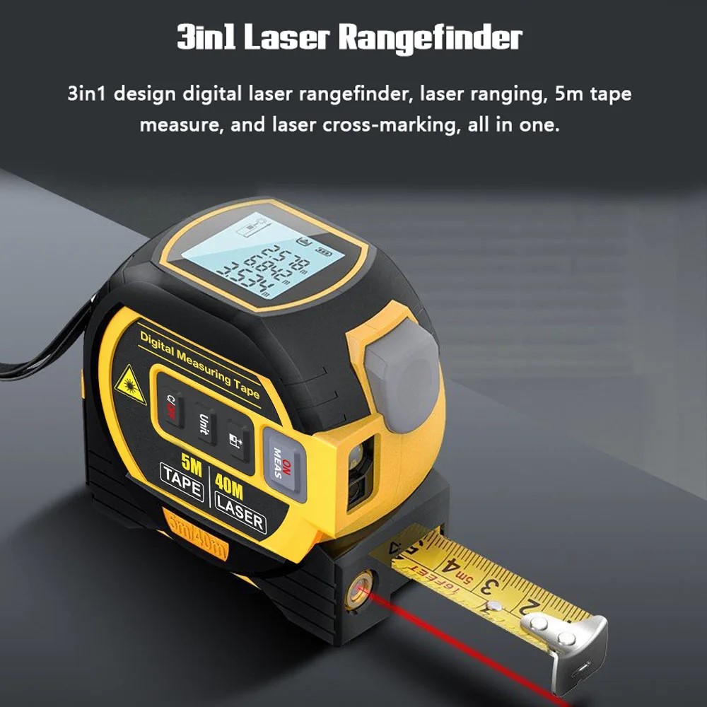 Industrial Laser Tape Measure - Laser Tape Measure 3 In 1