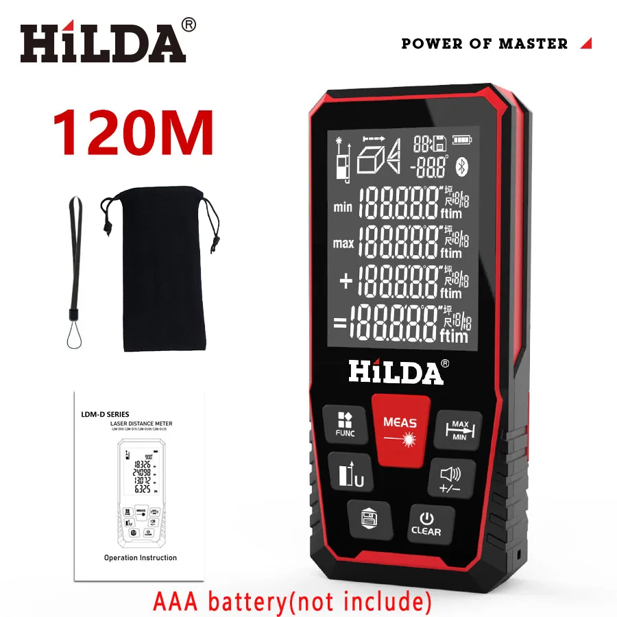 Industrial Laser Tape Measure - HILDA Laser Distance 50M/100M/120M Rangefinder Profesional