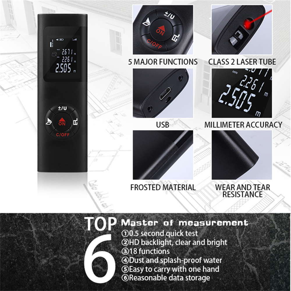 40M Laser Distance Meter Laser - Industrial Laser Tape Measure reseña y precio