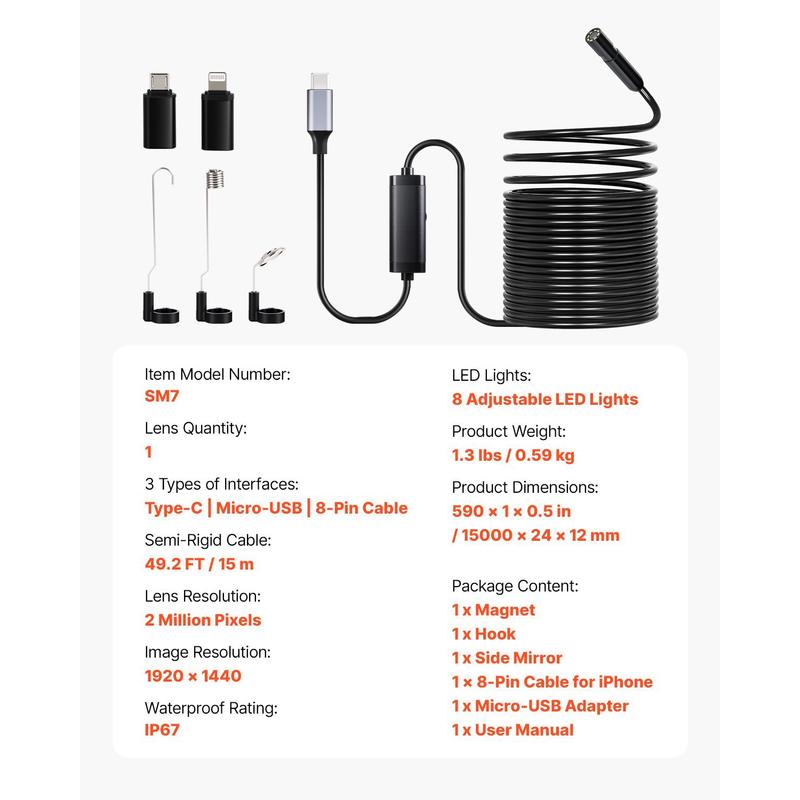Industrial Borescope 49.2FT Se - Industrial Visual reseña y precio