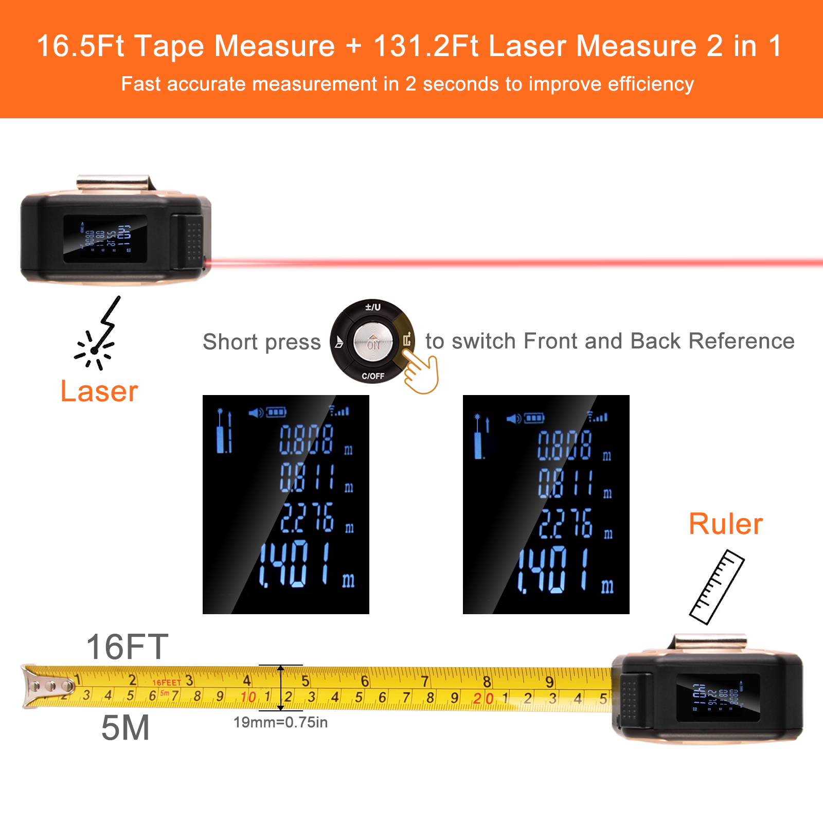 M/IN/FT High Precision Laser R - Industrial Laser Tape Measure reseña y precio